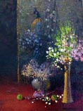 Peacock and Wild Flowers