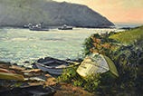 Fish Beach Boats in Warm Light (Monhegan)