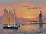 Schooner "Istar" at sunrise off Ram Island Ledge