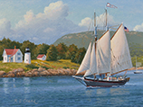 Schooner "Lewis R. French" passing Curtis Island, Camden, Maine